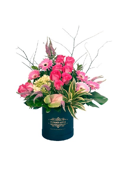 Box grande con rosas y gerberas